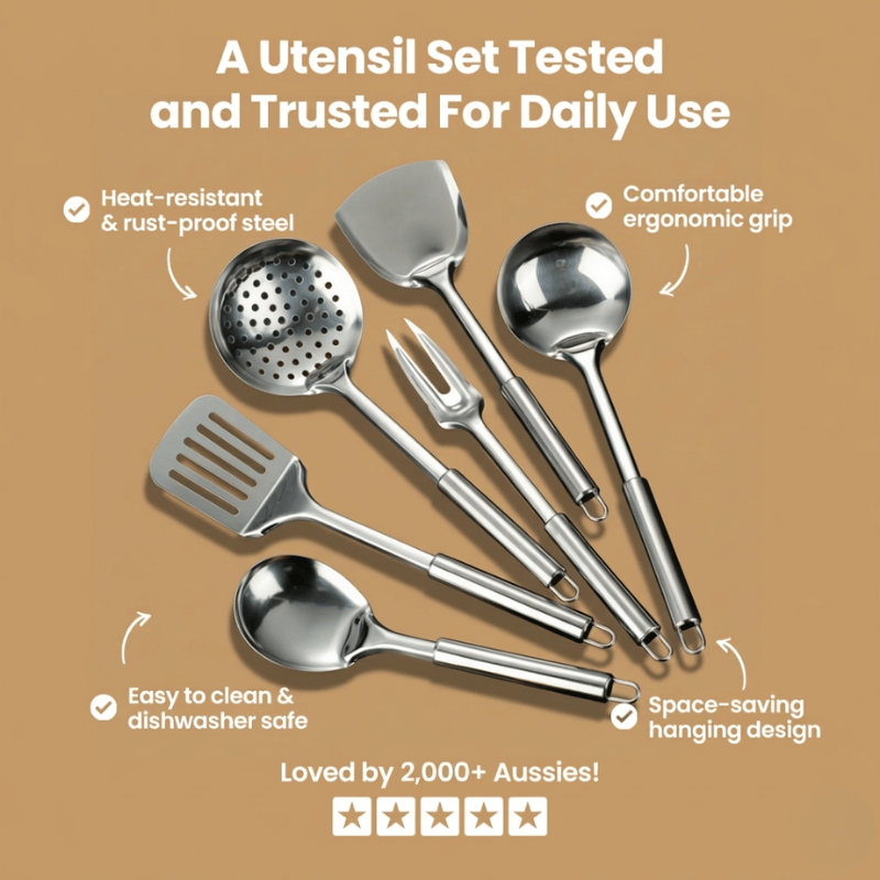 PuraLiving™ Stainless Steel Cooking Utensil Set