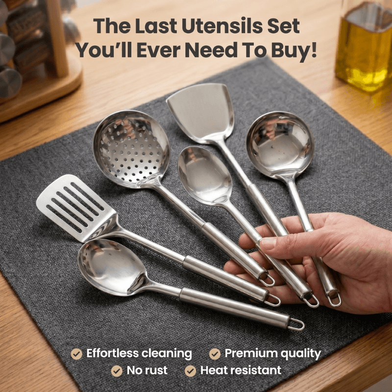 PuraLiving™ Stainless Steel Cooking Utensil Set